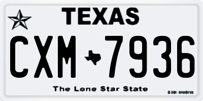 TX license plate CXM7936