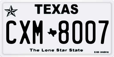 TX license plate CXM8007