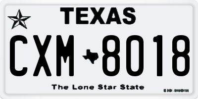TX license plate CXM8018