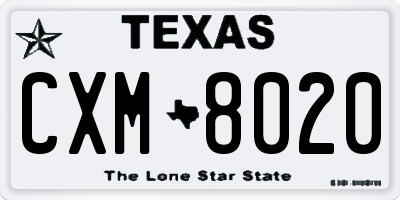 TX license plate CXM8020