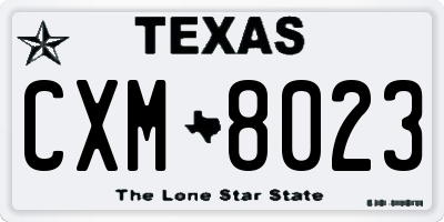 TX license plate CXM8023