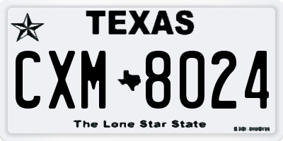 TX license plate CXM8024