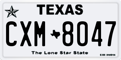 TX license plate CXM8047