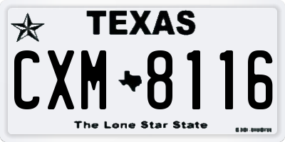 TX license plate CXM8116