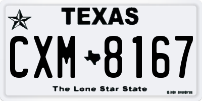 TX license plate CXM8167
