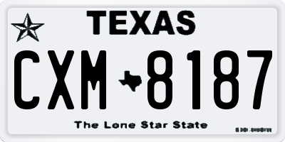 TX license plate CXM8187