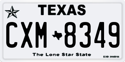 TX license plate CXM8349