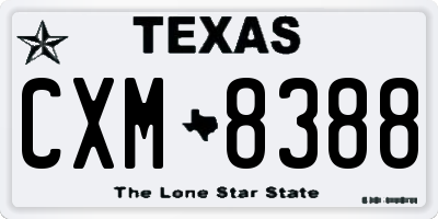 TX license plate CXM8388