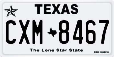 TX license plate CXM8467