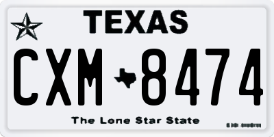 TX license plate CXM8474