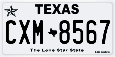 TX license plate CXM8567