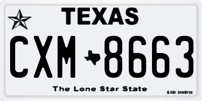 TX license plate CXM8663