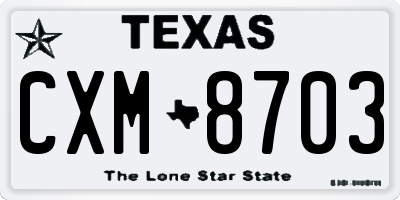 TX license plate CXM8703