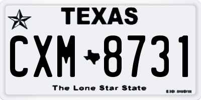 TX license plate CXM8731