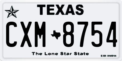 TX license plate CXM8754