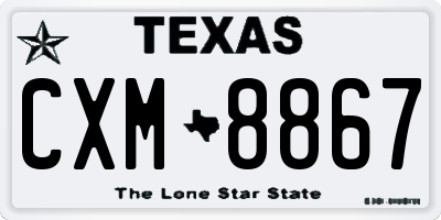 TX license plate CXM8867