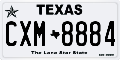 TX license plate CXM8884