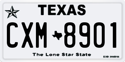 TX license plate CXM8901