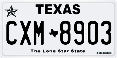 TX license plate CXM8903