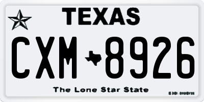 TX license plate CXM8926