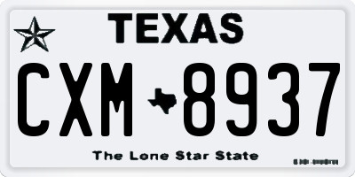 TX license plate CXM8937