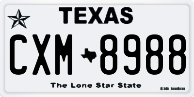 TX license plate CXM8988