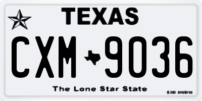 TX license plate CXM9036