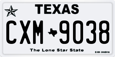 TX license plate CXM9038