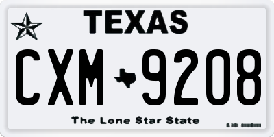 TX license plate CXM9208