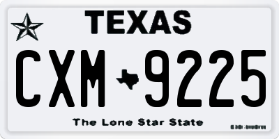 TX license plate CXM9225