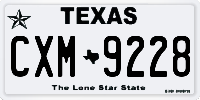TX license plate CXM9228