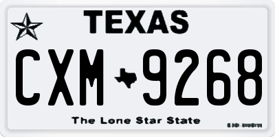 TX license plate CXM9268