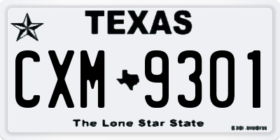 TX license plate CXM9301