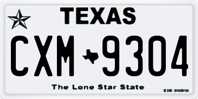 TX license plate CXM9304