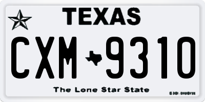 TX license plate CXM9310