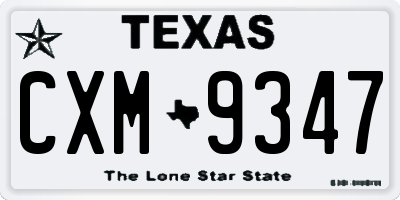 TX license plate CXM9347