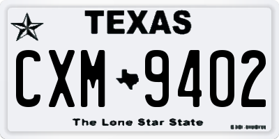 TX license plate CXM9402