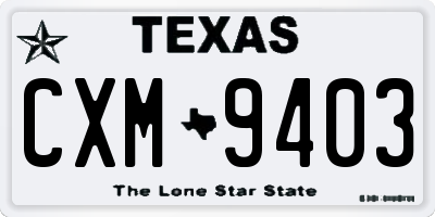 TX license plate CXM9403