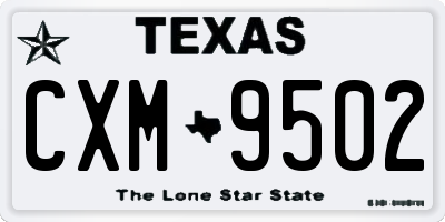 TX license plate CXM9502