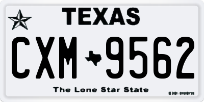 TX license plate CXM9562