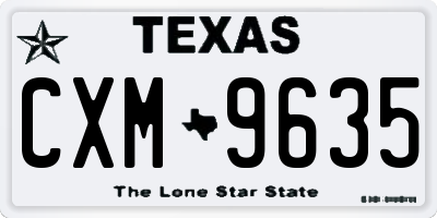 TX license plate CXM9635