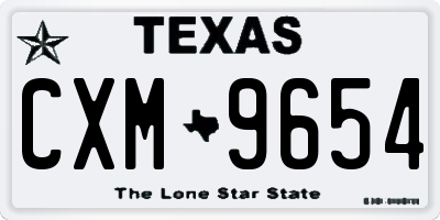 TX license plate CXM9654
