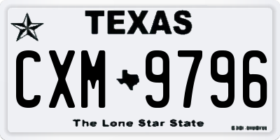 TX license plate CXM9796
