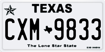 TX license plate CXM9833