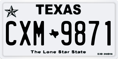 TX license plate CXM9871