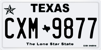 TX license plate CXM9877