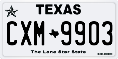 TX license plate CXM9903