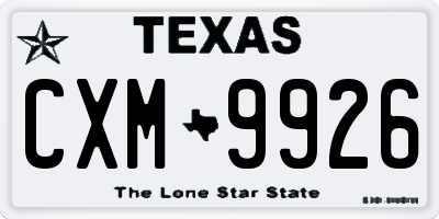 TX license plate CXM9926