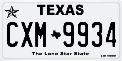 TX license plate CXM9934