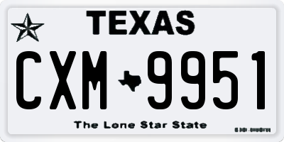 TX license plate CXM9951